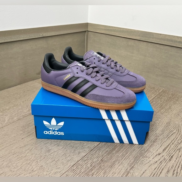 Adidas Samba Leather Purple Shoes - Picture 1 of 14